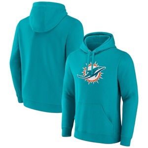 Miami Dolphins Fanatics Branded Primary Logo Fleece Pullover Hoodie - Aqua